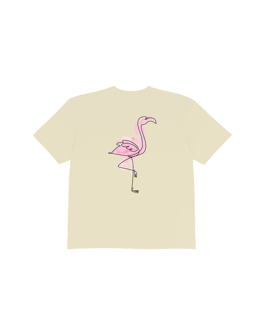 Beige Flamingo Groove T-shirt pink