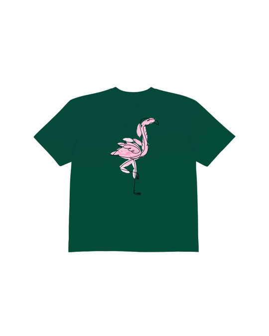 Dark green Flamingo Groove T-shirt pink