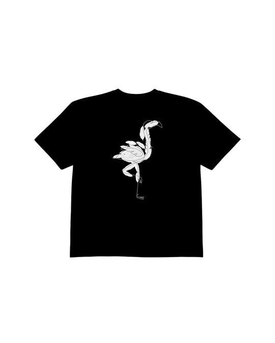 Black Flamingo Groove T-shirt white
