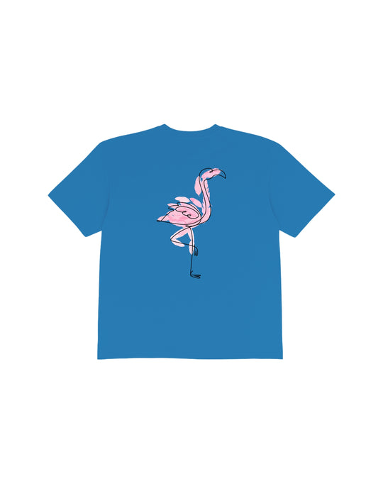 Blue Flamingo Groove T-shirt pink