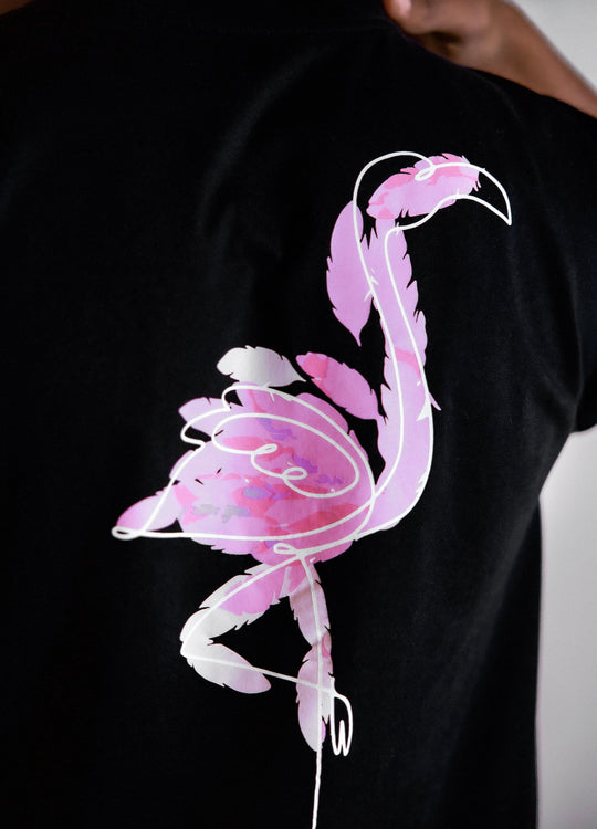 FLAMINGO GROOVE BLACK T-SHIRT