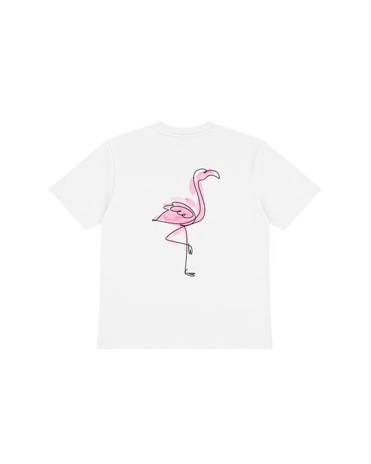 Flamingo Groove white t-shirt