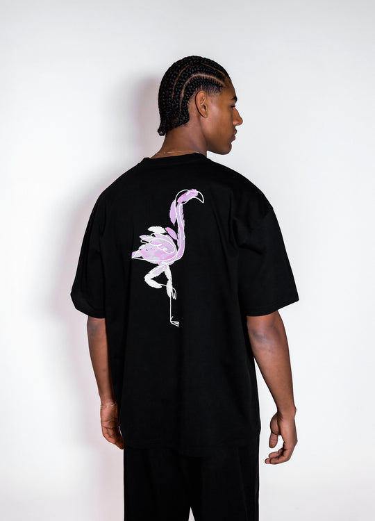 Black Flamingo Groove T-shirt grey